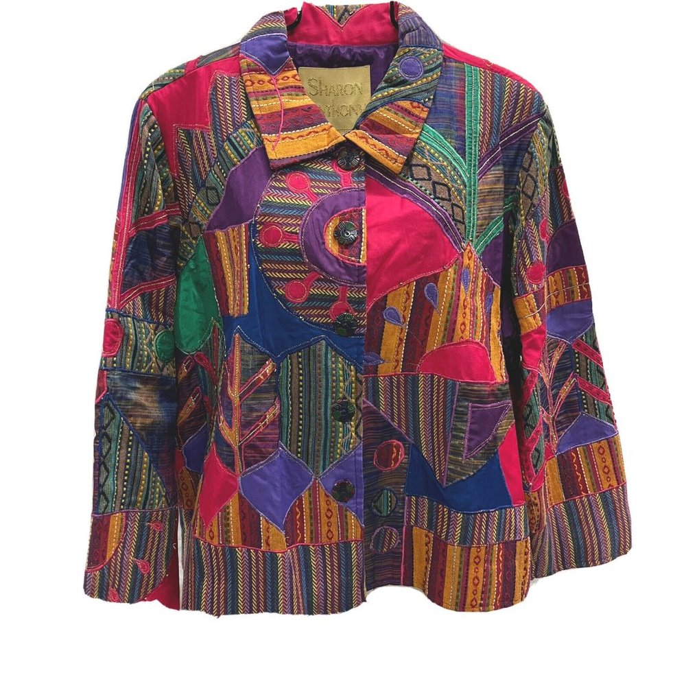 Sharon Anthony Funky Boho Quilted Patchwork Jacket - image 1